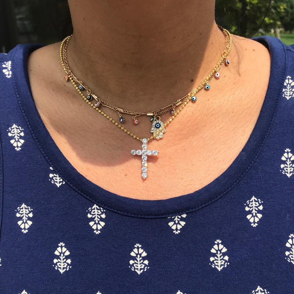 Lab Diamond CZ Cross Pendant Charm 925 Silver